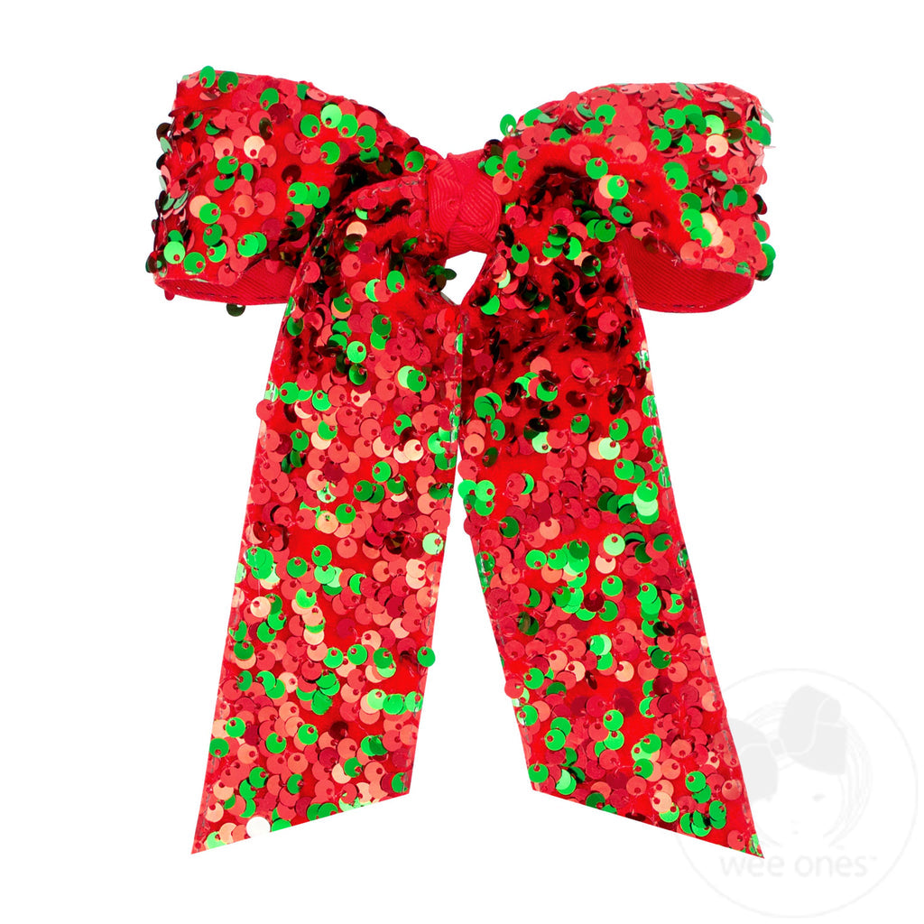 Large Velvet Sequin Bow with Tails