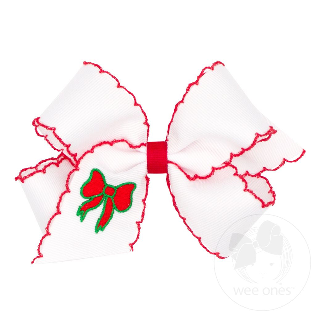 Christmas Bow Embroidered Bow
