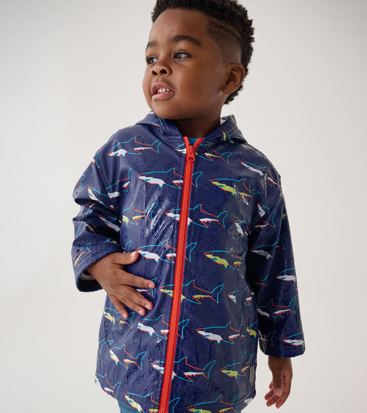 Colour Changing Sharks Zip Up Rain Jacket