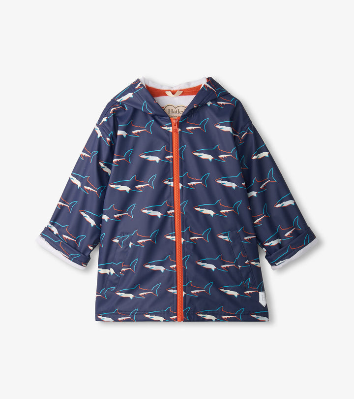 Colour Changing Sharks Zip Up Rain Jacket