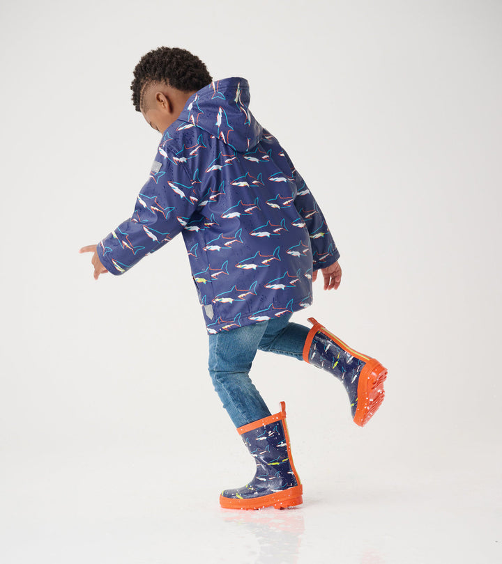 Colour Changing Sharks Zip Up Rain Jacket