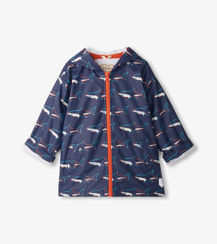 Colour Changing Sharks Zip Up Rain Jacket
