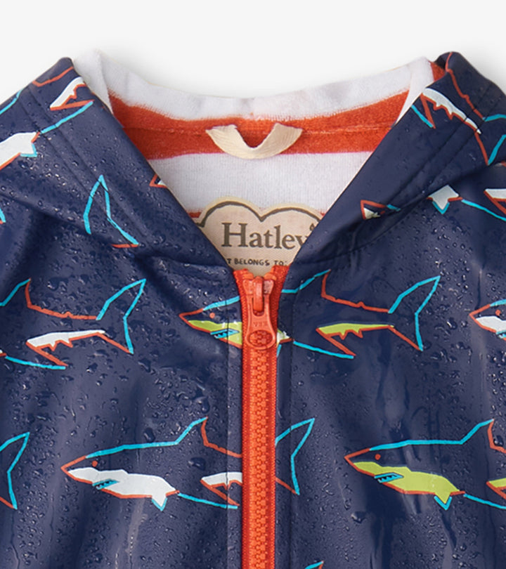 Colour Changing Sharks Zip Up Rain Jacket