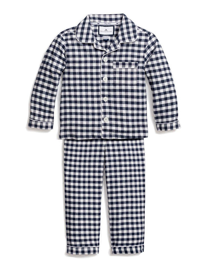 Petite Plume Navy Gingham Twill Pajama Set