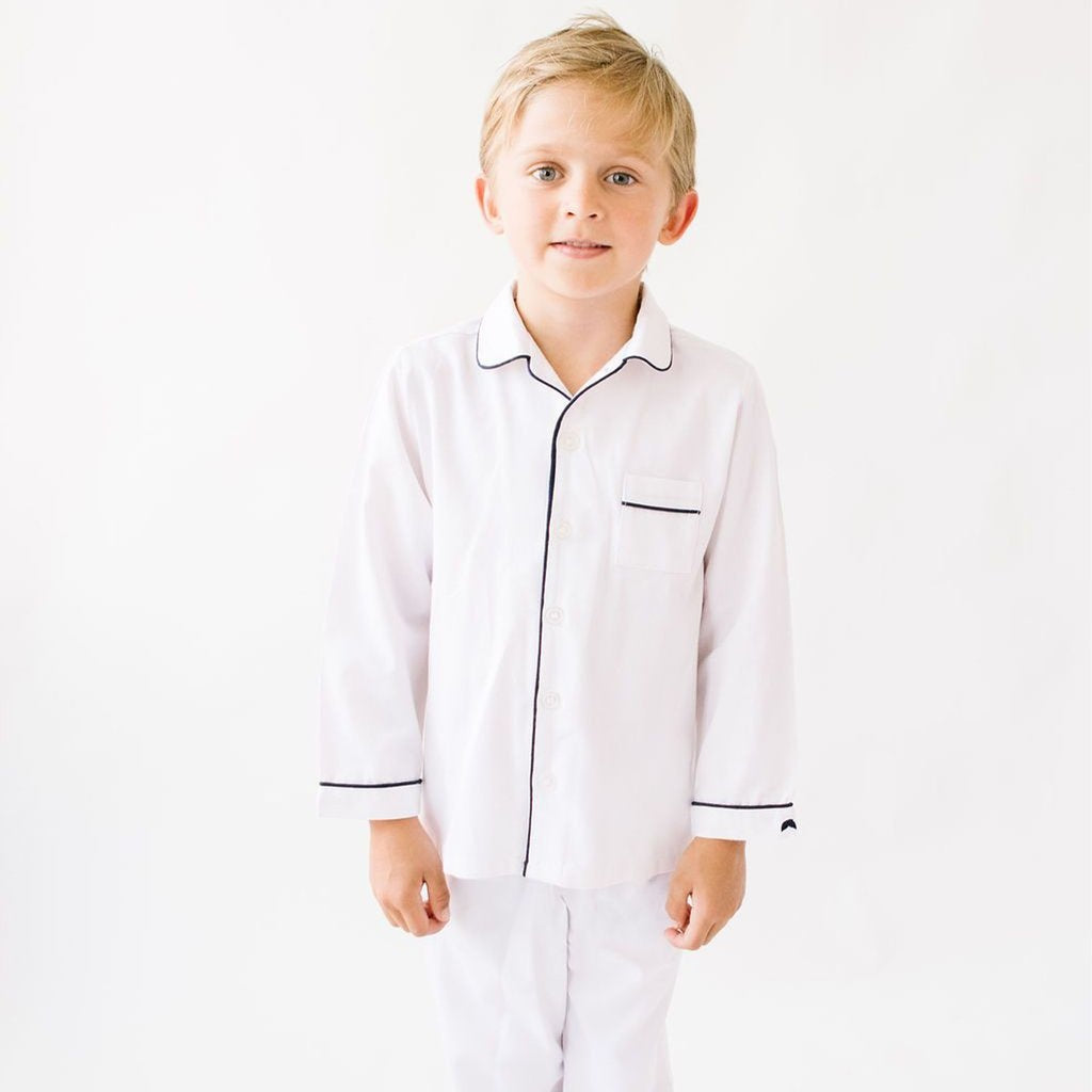 Petite Plume Classic Pajamas White Navy - Main Image