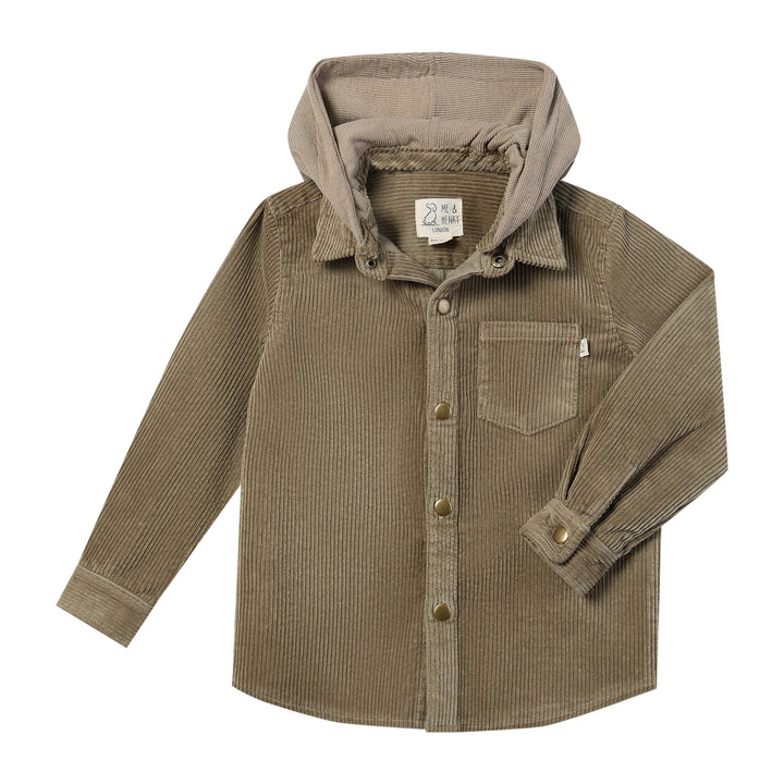 Erin Cord Hooded Shirt - Tan