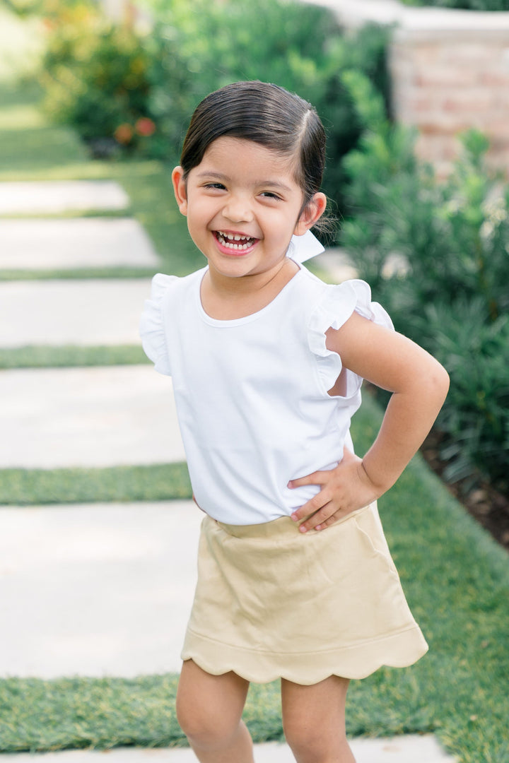 Khaki Scallop Skort