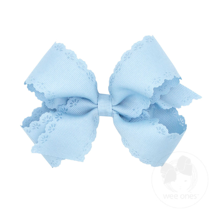 Grosgrain Bow with Eyelet Flower-Embossed Edges