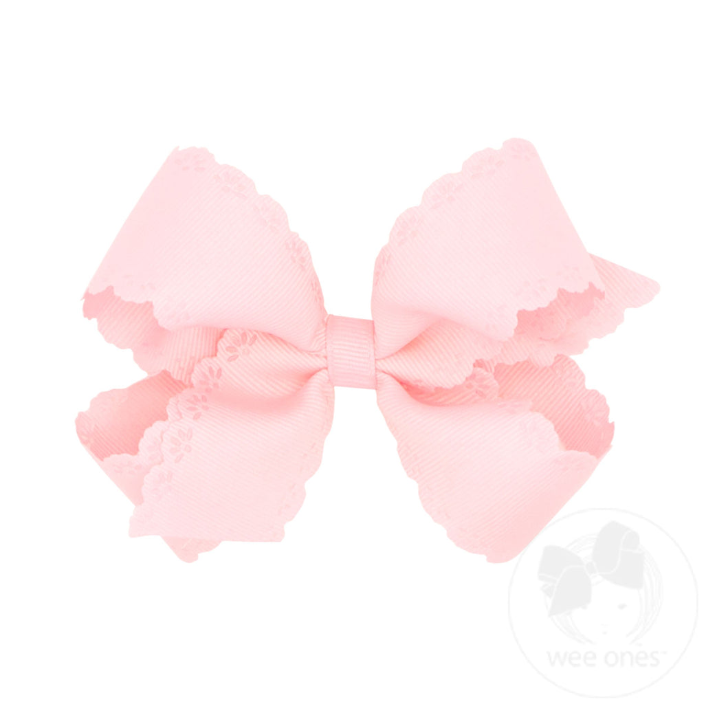 Grosgrain Bow with Eyelet Flower-Embossed Edges