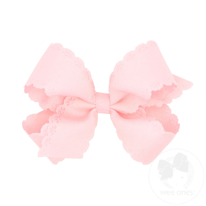 Grosgrain Bow with Eyelet Flower-Embossed Edges