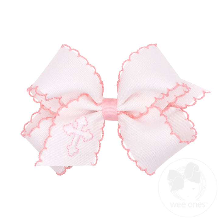 Embroidered Grosgrain Moonstitch Bow