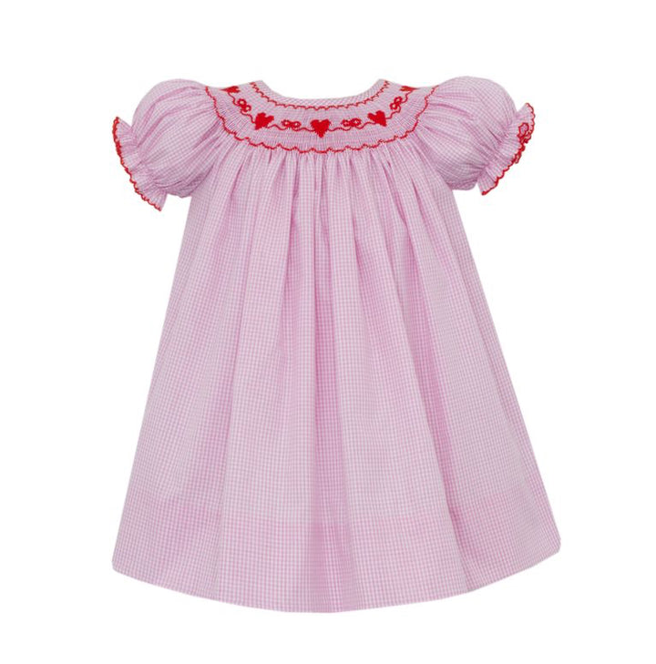 Valentine Pink Gingham Bishop Dress