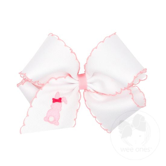 Embroidered Grosgrain Moonstitch Bow