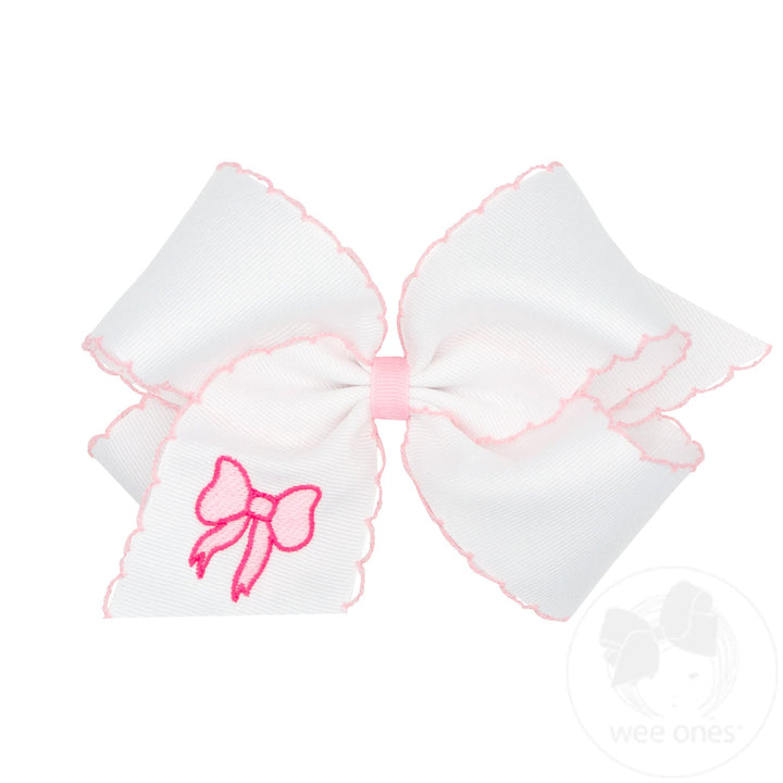 Embroidered Grosgrain Moonstitch Bow