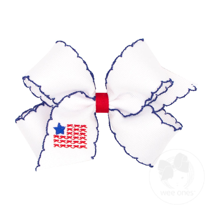 American Flag Embroidered Bow