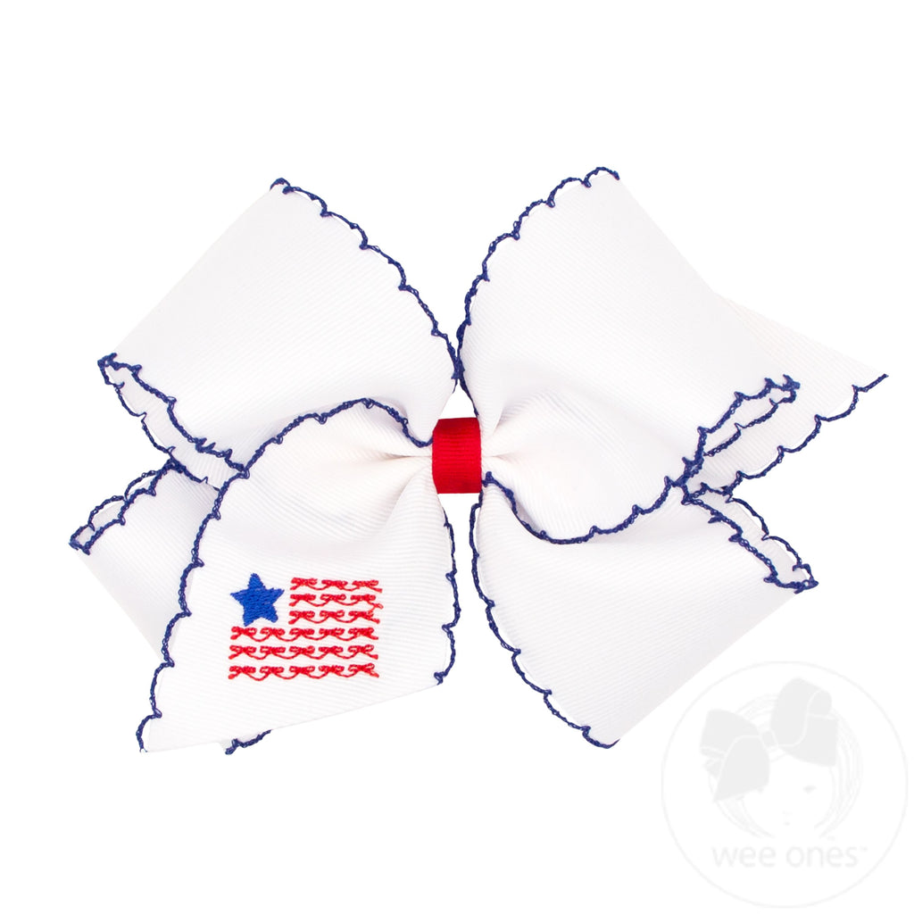 American Flag Embroidered Bow