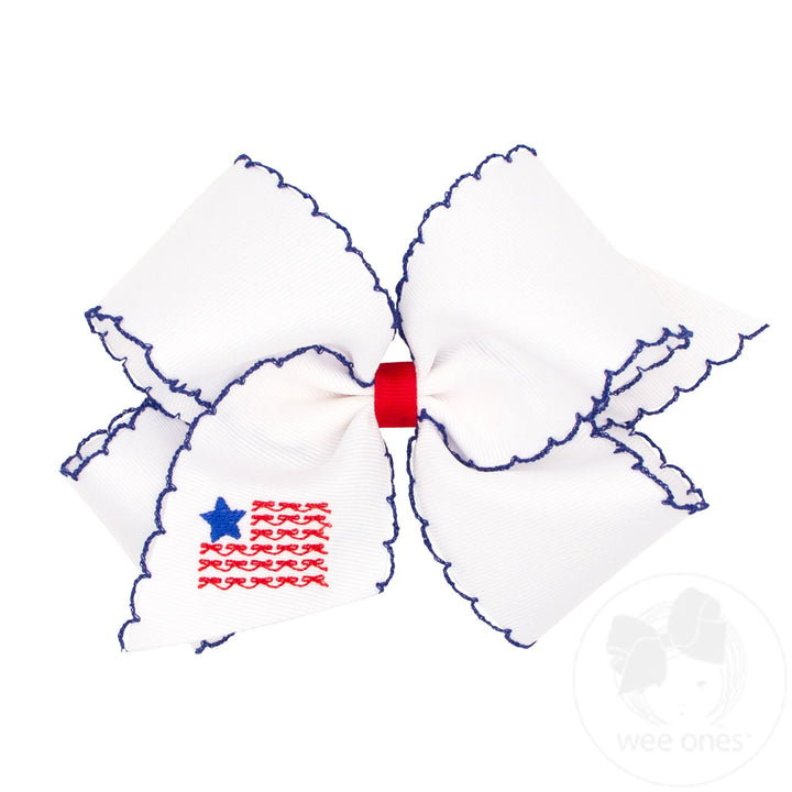 American Flag Embroidered Bow