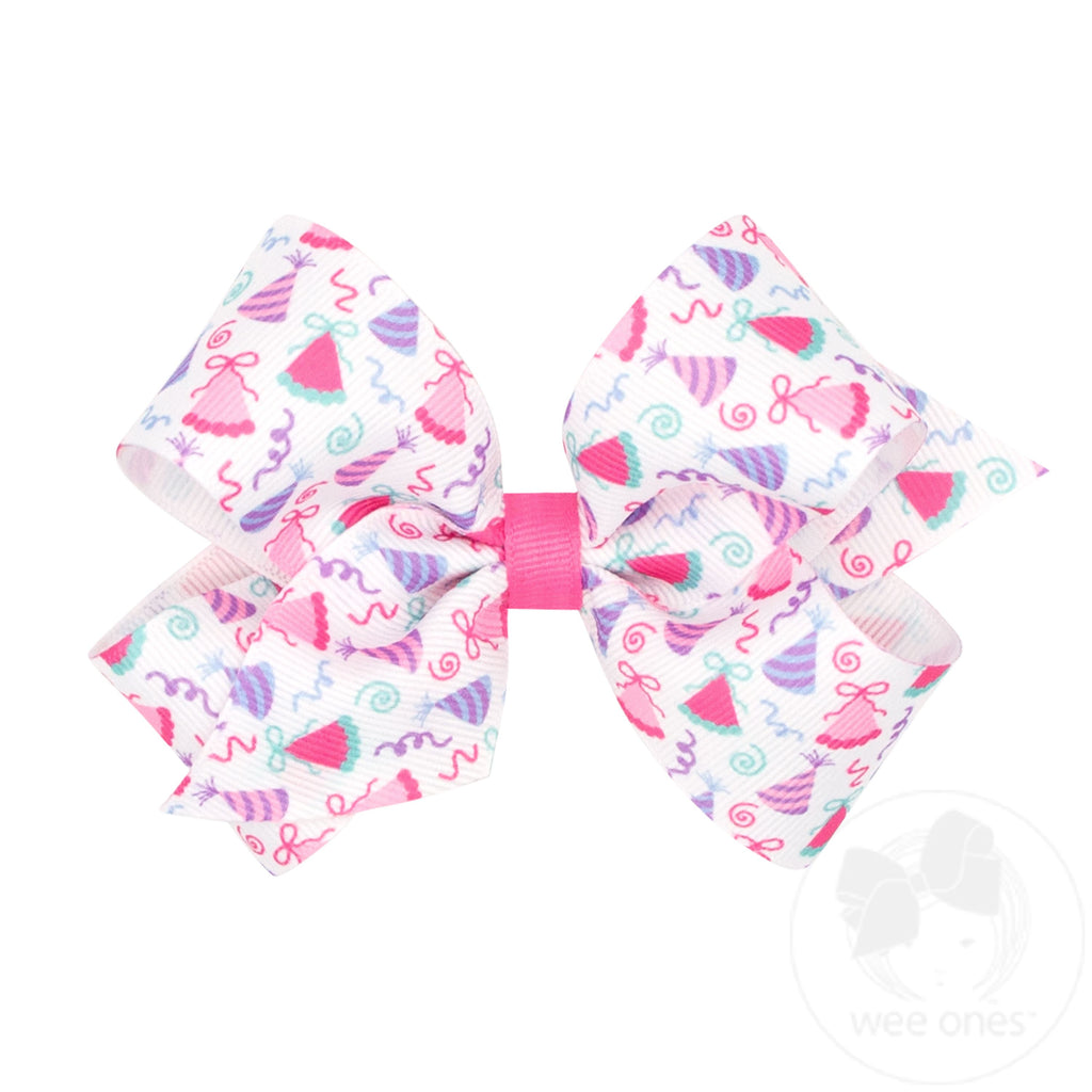 Birthday Print Grosgrain Hair Bow