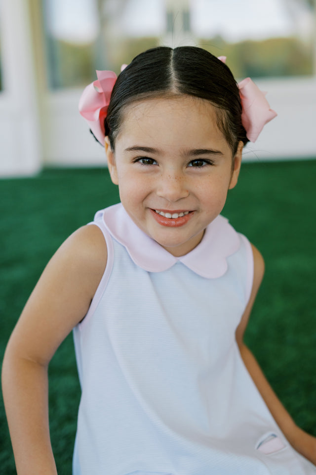 Blue Stripe Scallop Dress