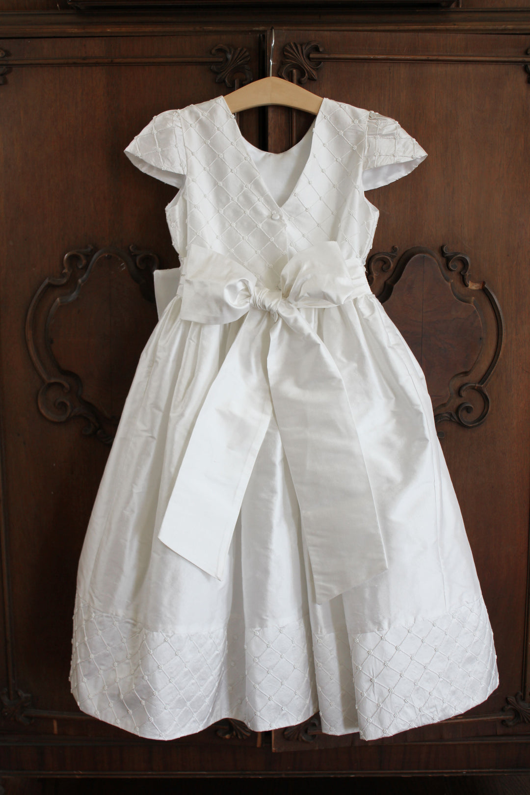 Silk Beaded and Pintuck Dress