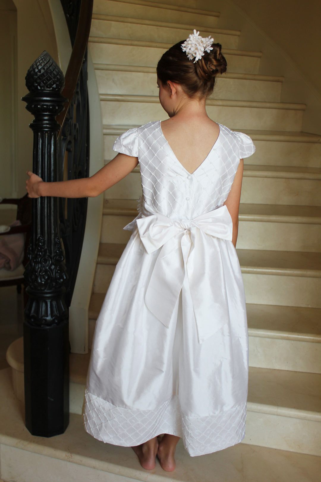 Silk Beaded and Pintuck Dress