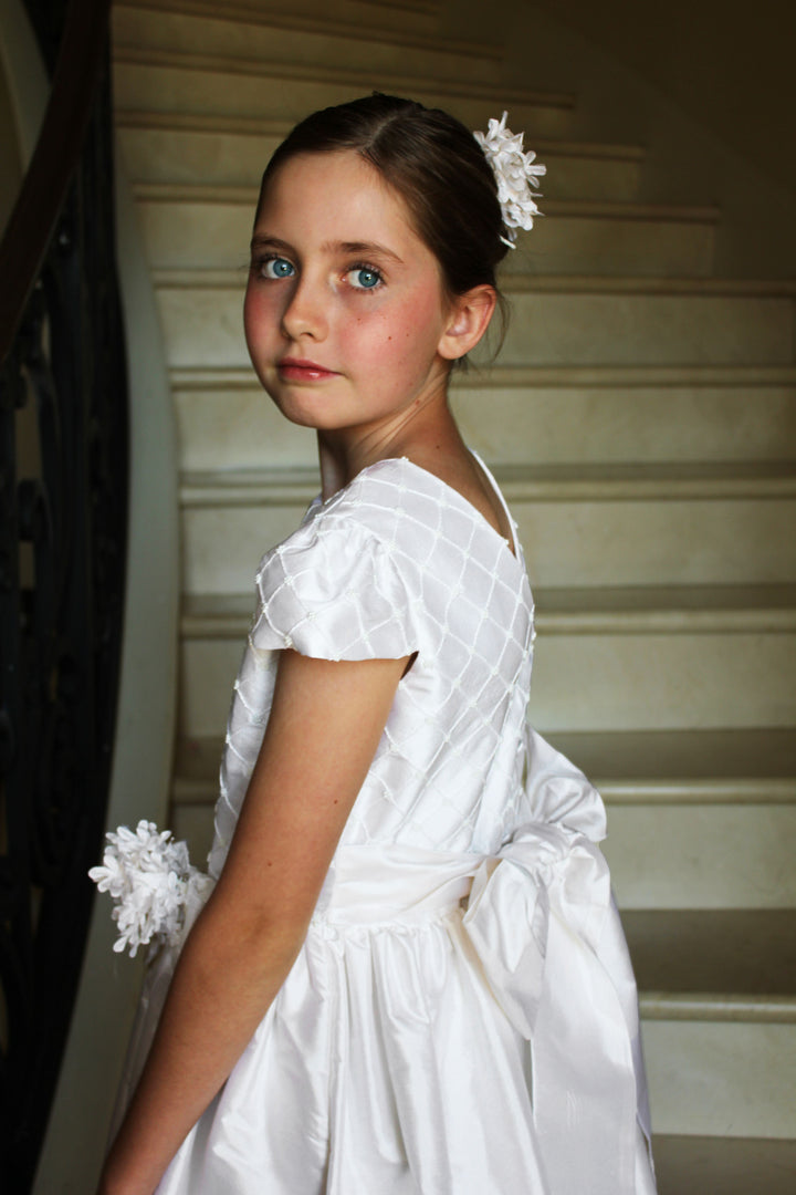 Silk Beaded and Pintuck Dress