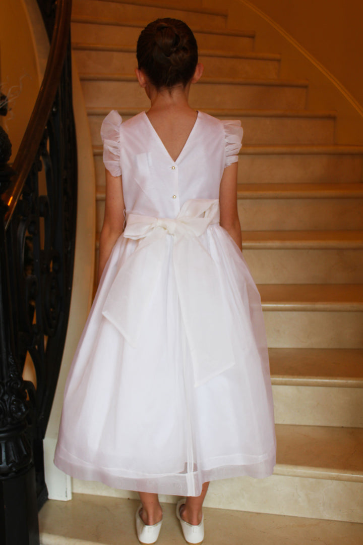 Silk Organza Dress with Flutter Sleeves