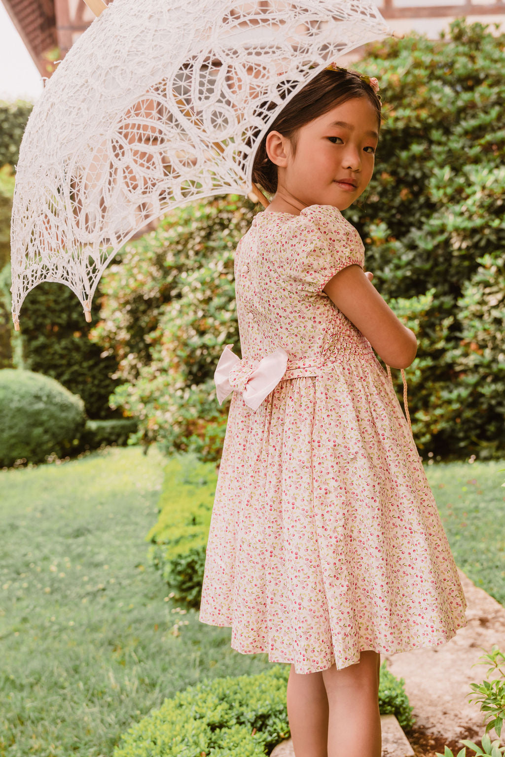 Cherry Floral Smocked Dress