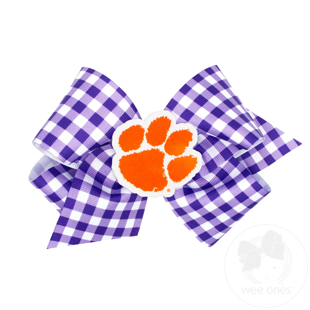 Clemson Gingham Hair Bow