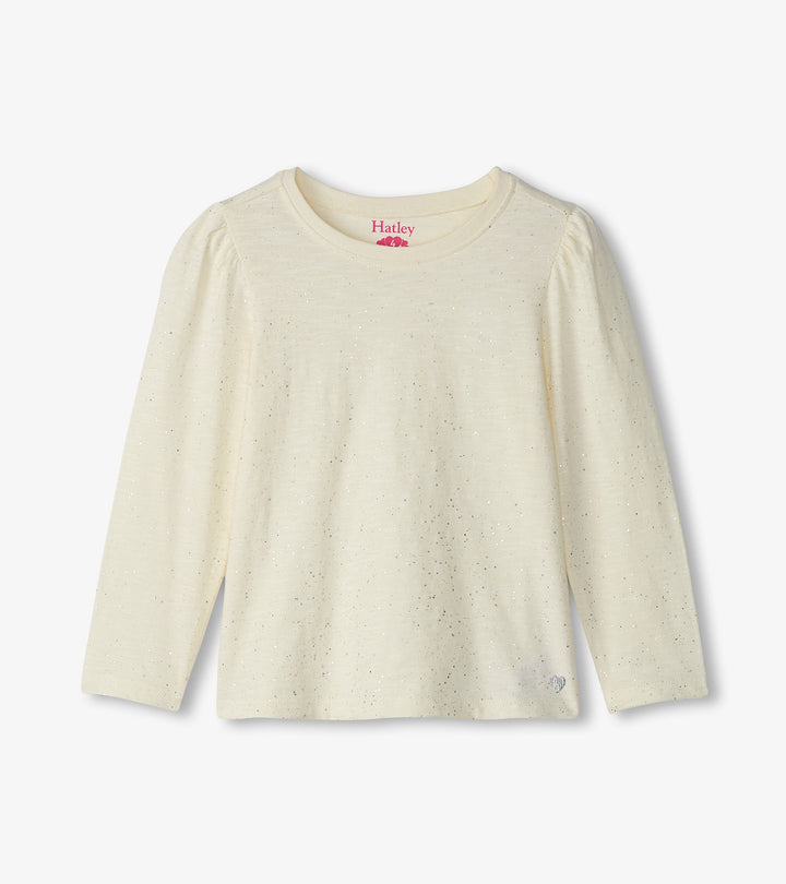 Silver Puff-Sleeve Tee - Cream