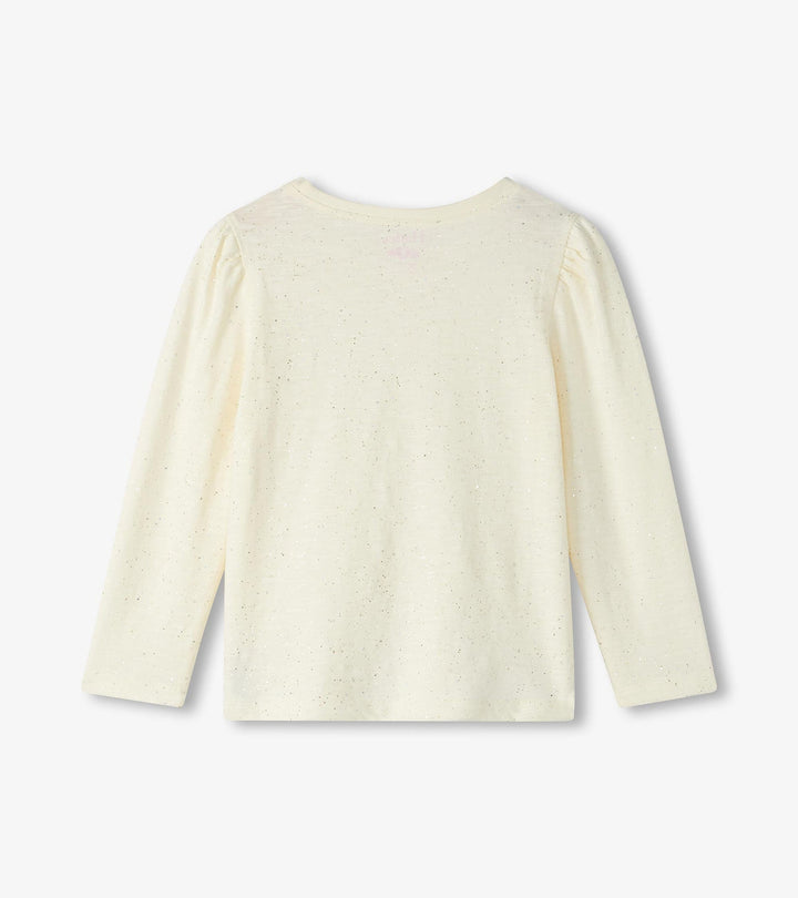 Silver Puff-Sleeve Tee - Cream