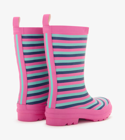 Rose Violet Stripes Rain Boots