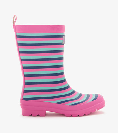 Rose Violet Stripes Rain Boots