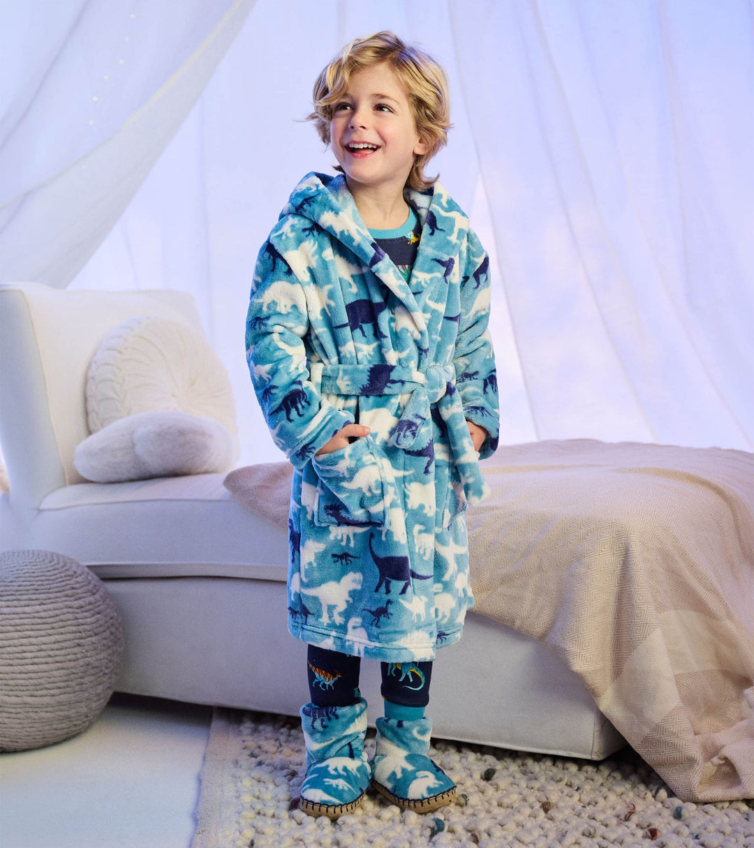 Fleece Slippers - Dino Silhouette