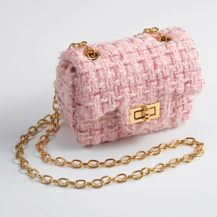 Pink Tweed Cross Body Bag