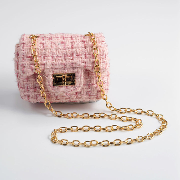 Pink Tweed Cross Body Bag