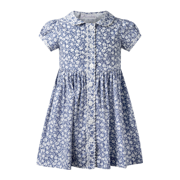 Blue Floral Button Front Dress