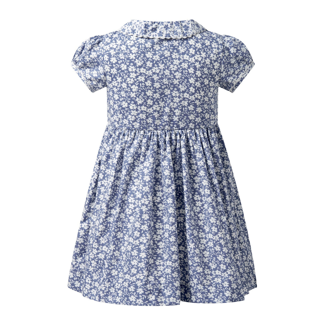 Blue Floral Button Front Dress