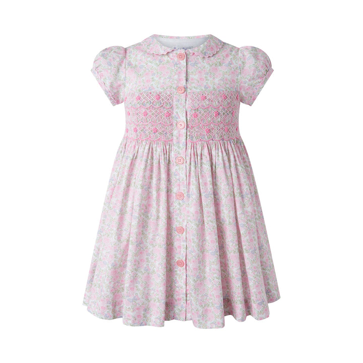Ditsy Bloom Smocked Button-Front Dress