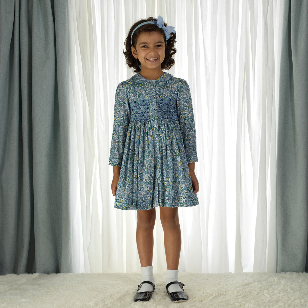 Petal Blossom Smocked Button Front Dress