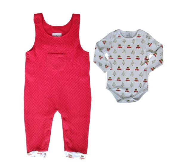 Christmas Cars Quilted Pima Overall Set