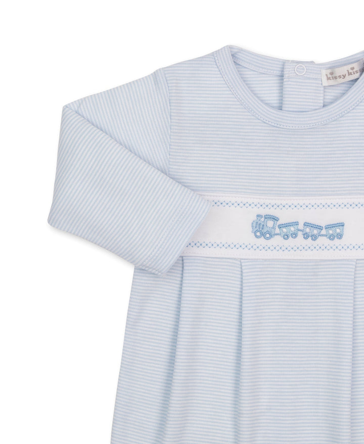 Classic Treasures Blue Stripe Train Footie