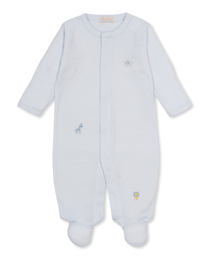 Jungle Hang Out Hand Embroidered  Stripe Footie