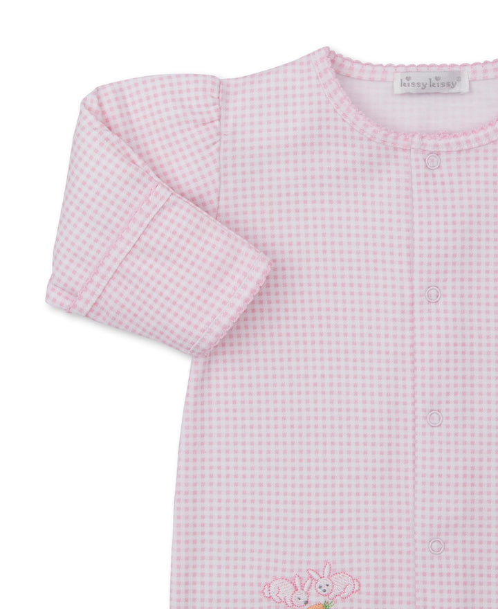 Baby Bunny Patch Pink Gingham Footie & Hat Set