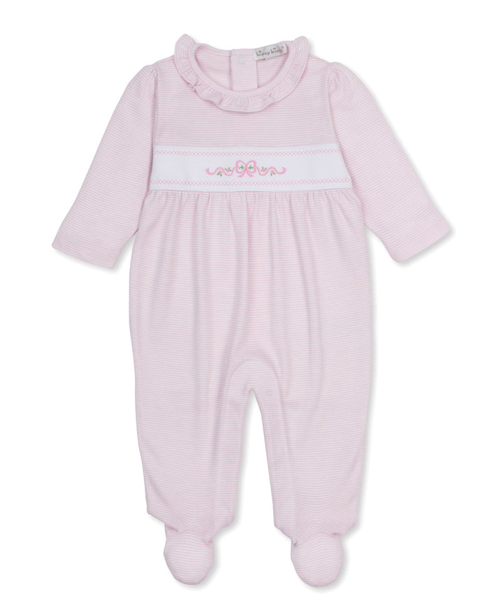 Classic Treasures Pink Stripe Bow Footie