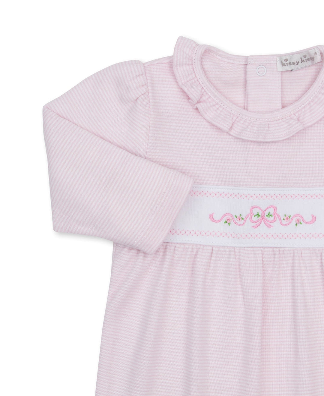 Classic Treasures Pink Stripe Bow Footie