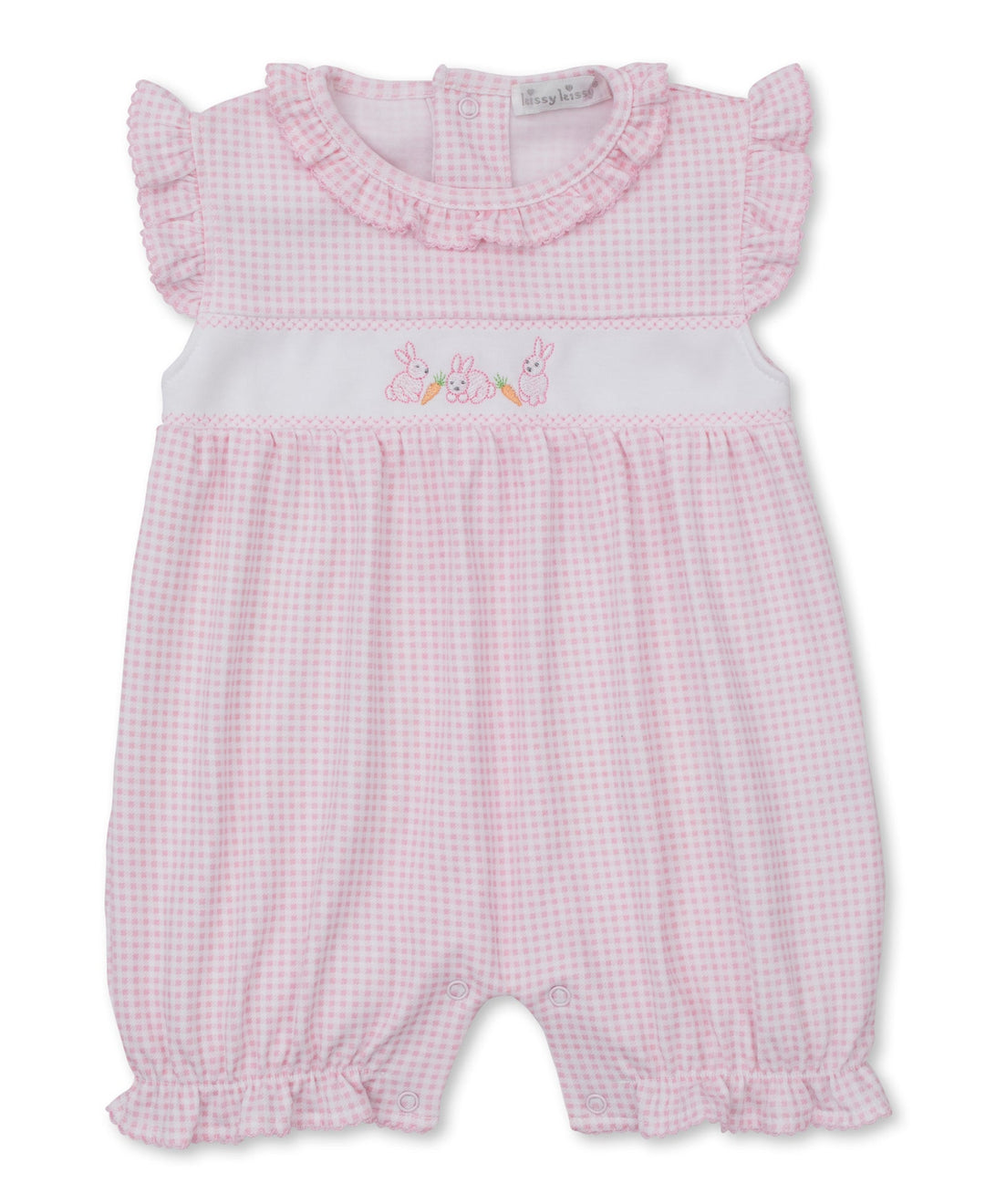 Baby Bunny Patch Pink Gingham Short Playsuit