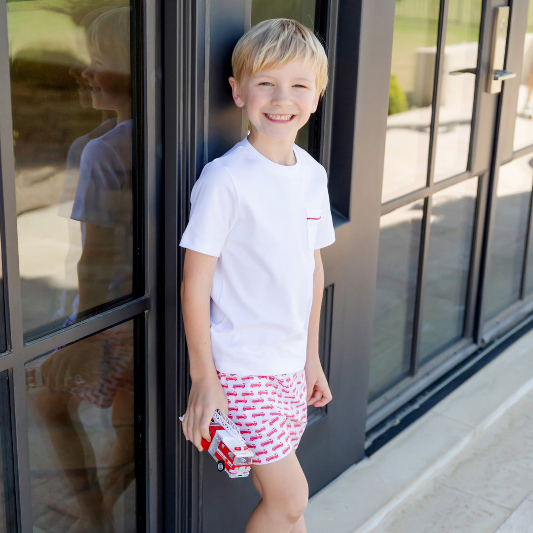 Hudson Boys' Pima Cotton Short Set - Pumpkin Plaid