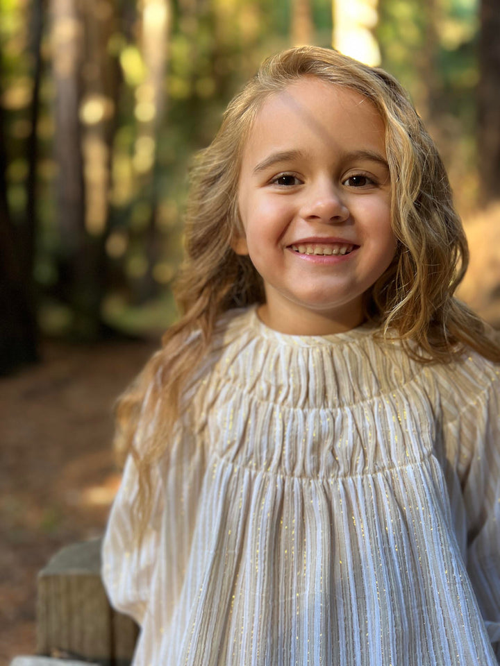 Smocked Dress - Ivory Stripes