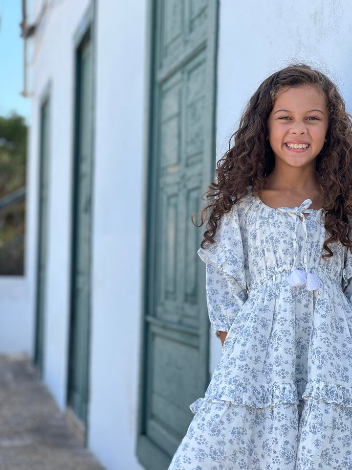 Gypsy Dress - Ivory / Grey Floral